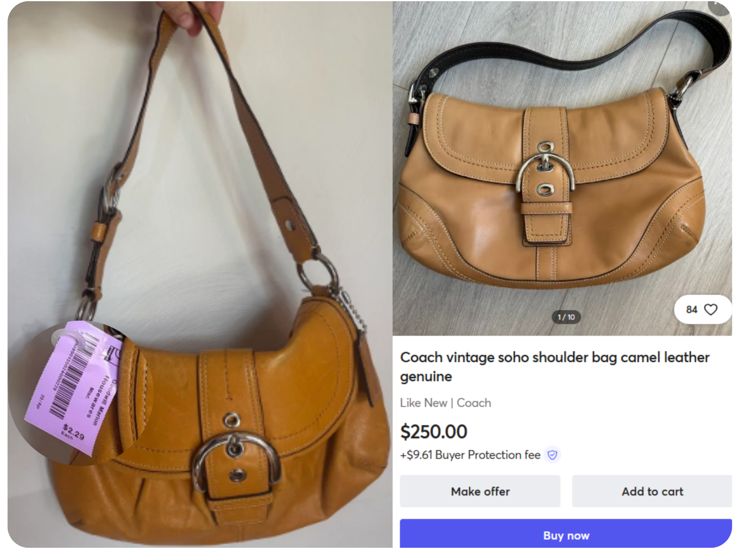 roundedcoachbaggraphic coach bag pricing comparison - at a thrift store and on a resale site